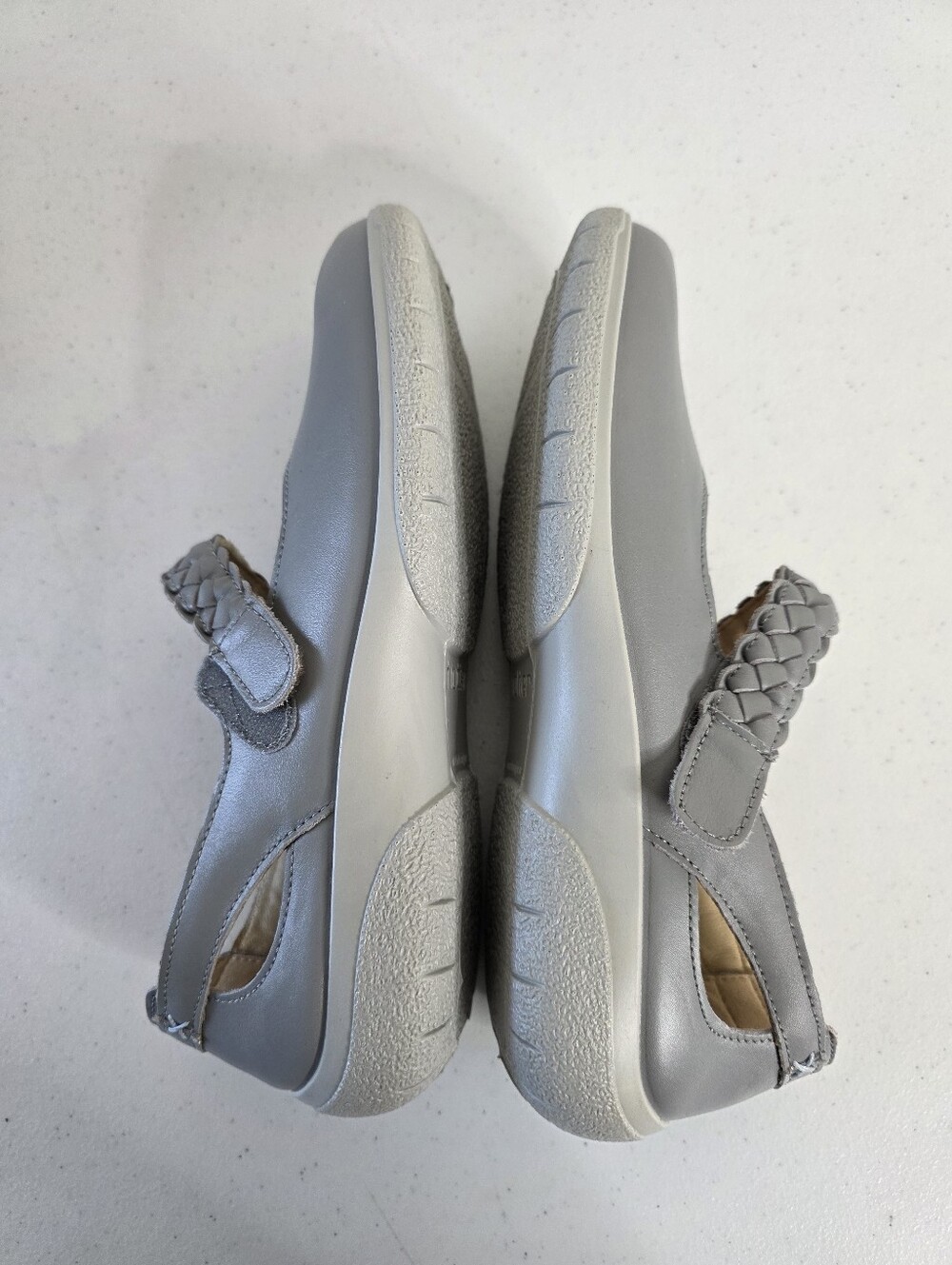 Hotter Shake II Leather Shoes Size 9.5 Gray Mary Jane Style Comfort Walking - Picture 7 of 14